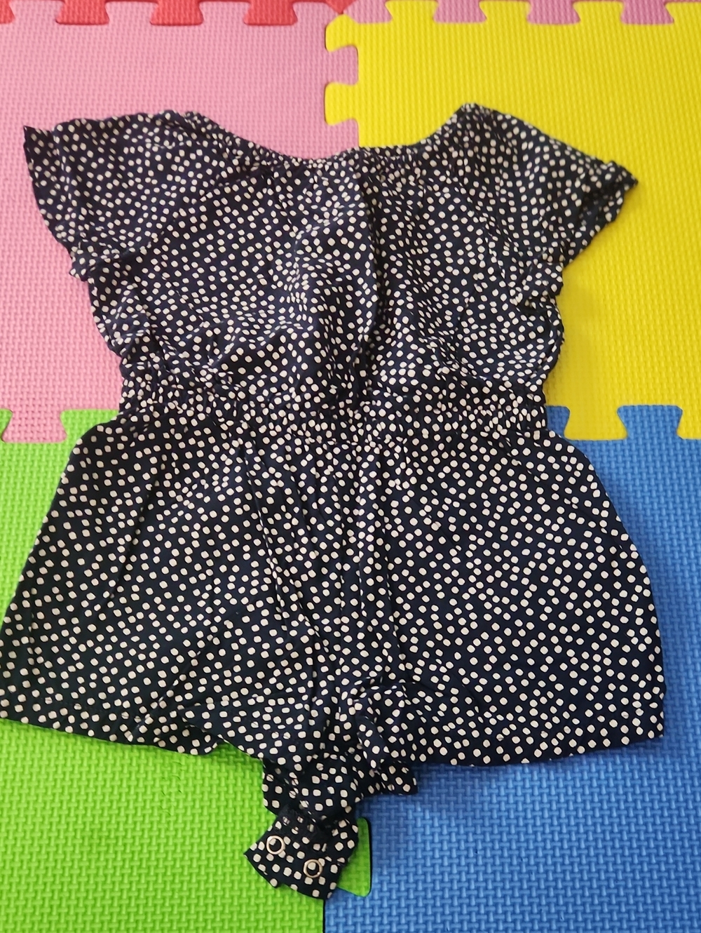 Old Navy Navy and White Polka Dot Girls Romper
